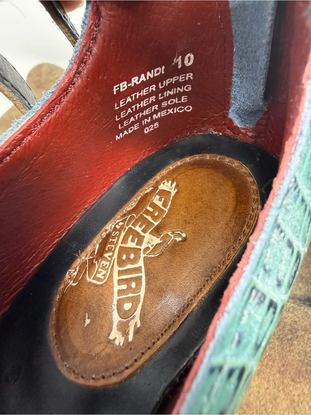 EUC freebird Teal Croc-Embossed Ankle-Strap Heels sz 10 (EDLNKI) - Picture 8 of 8